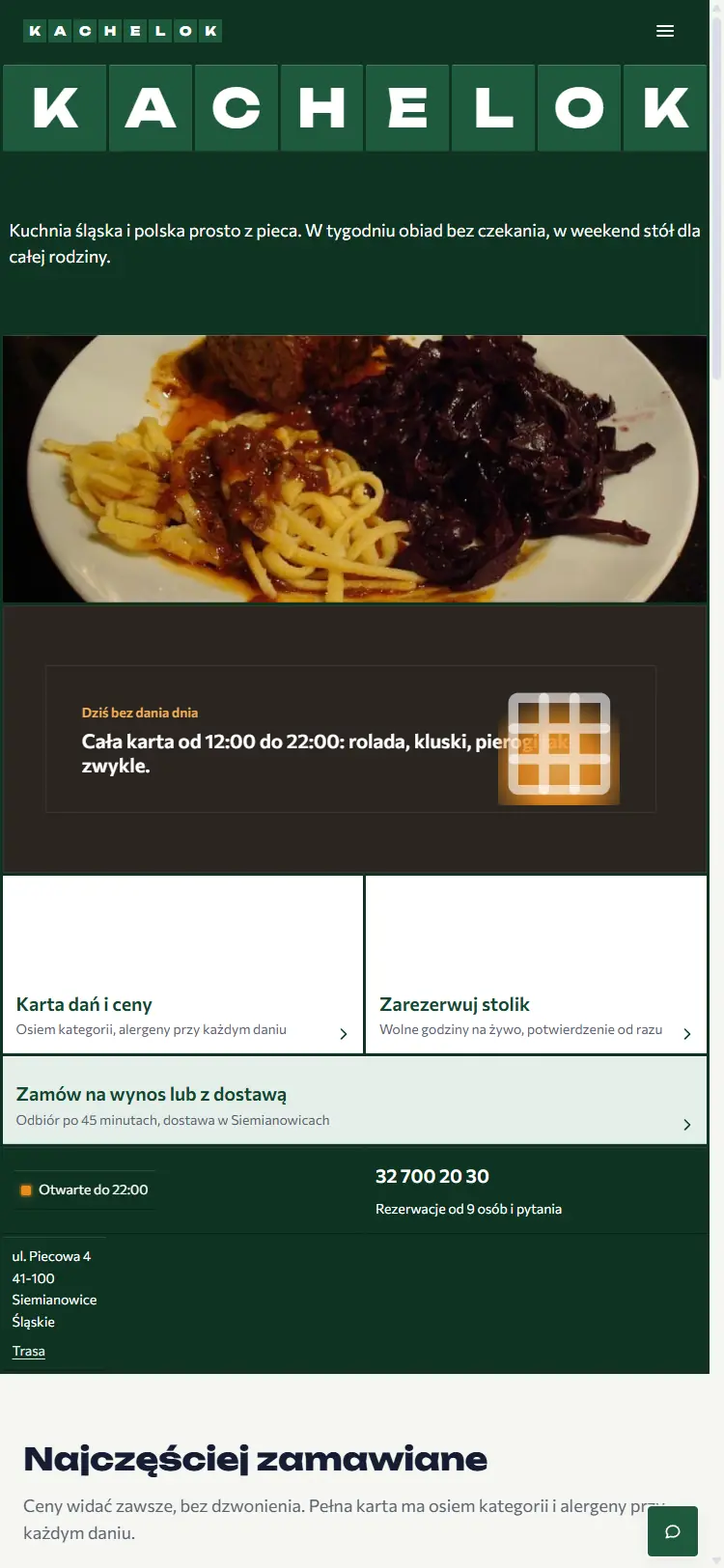 Strona dema Kachelok na telefonie