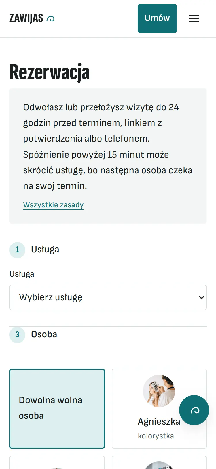 Strona dema Zawijas na telefonie